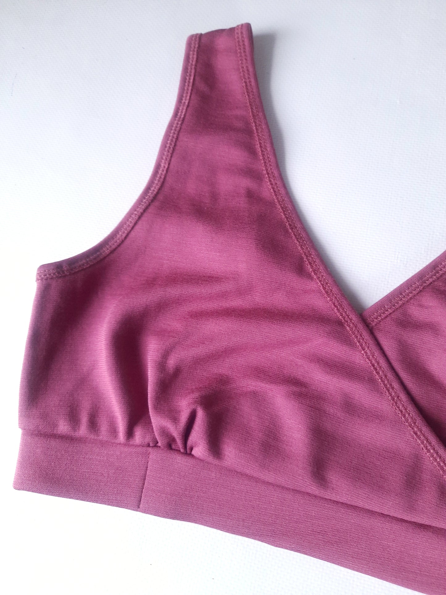 Merino wool / Bamboo Bra. Nursing bra. Pink