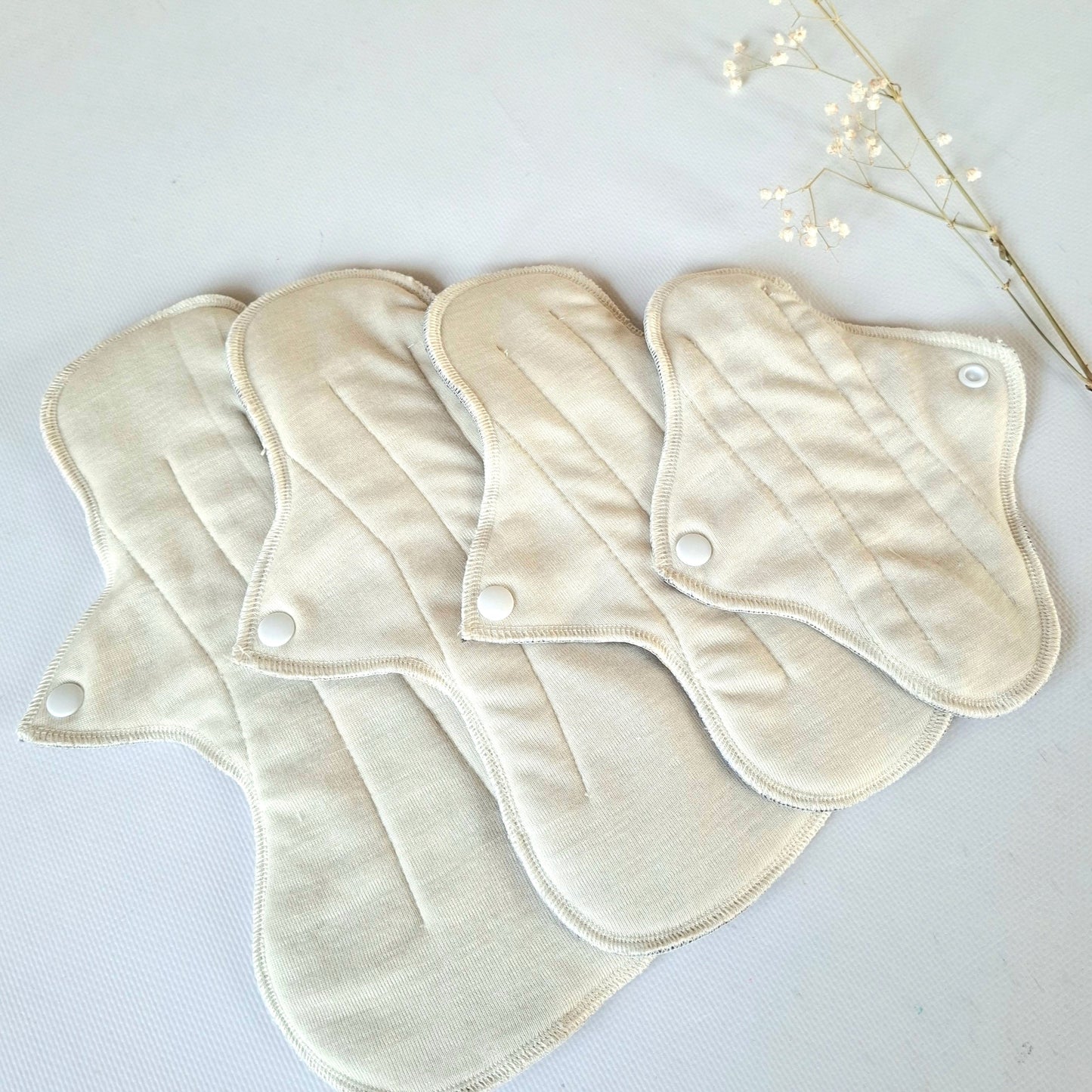 Undyed Merino Wool / Silk with Cotton Reusable Period Pads without PUL-membrane