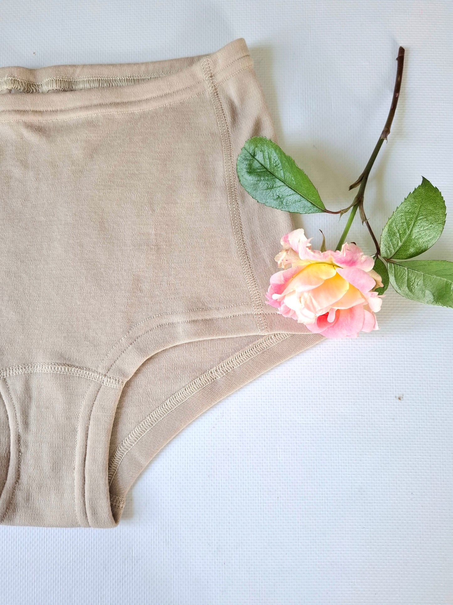 High Waist Double-weave 100% Merino Wool Thermal Ladies Panties. Pink