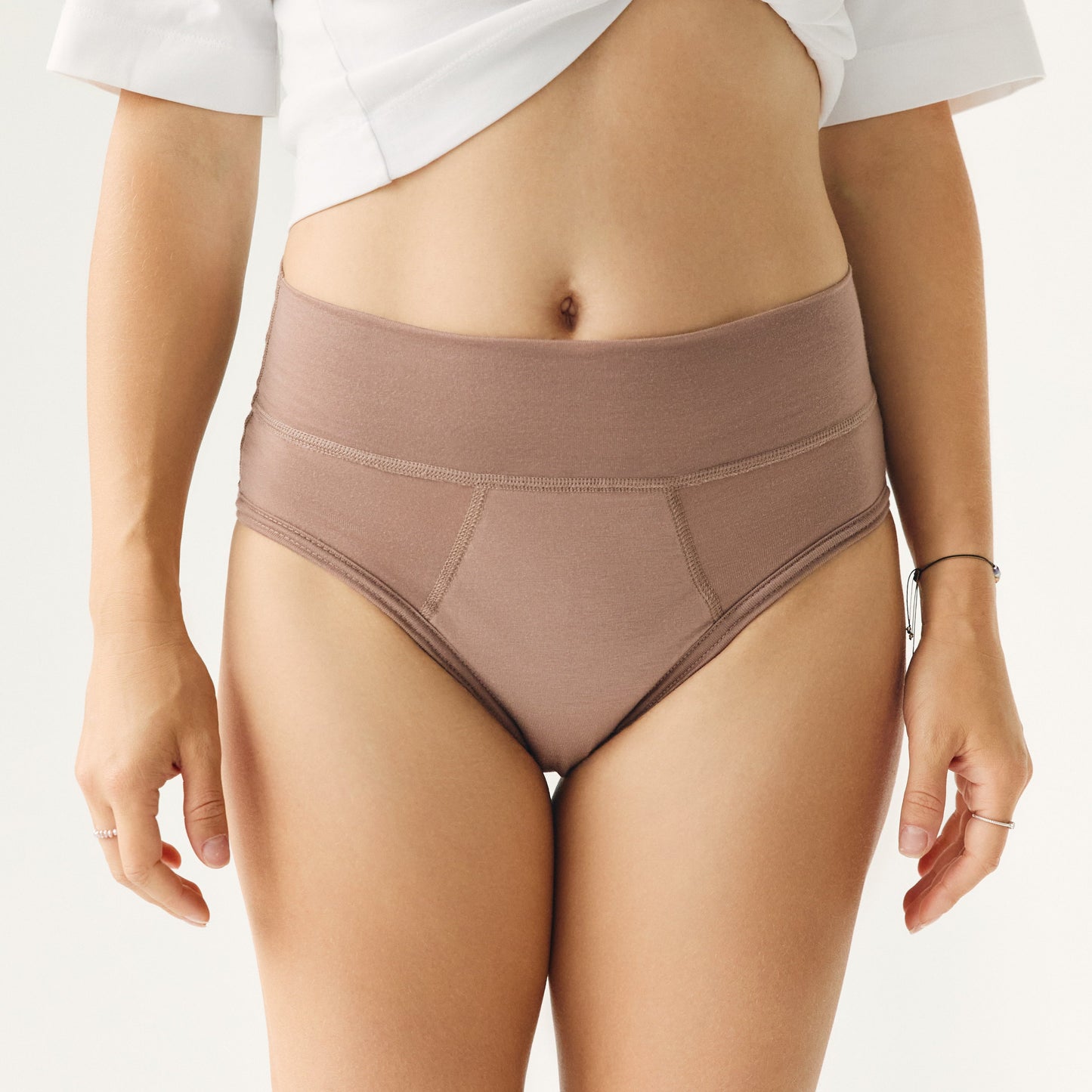 Leak-proof Period Panties of Lyocell (Tencel TM) with extended gusset. Suitable for Incontinence. High cut. Mocha