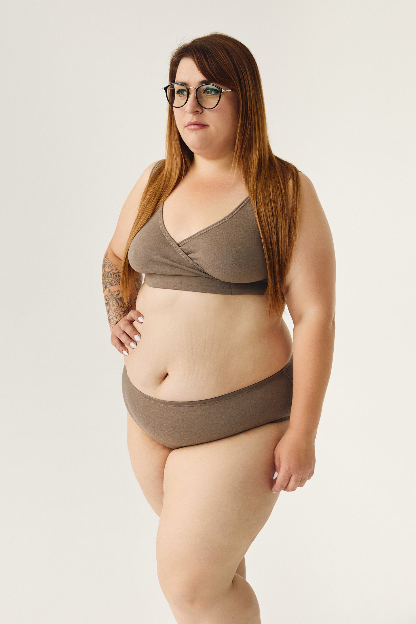 Merino wool / Bamboo Bra for sensitive skin. Nursing bra. Mocha