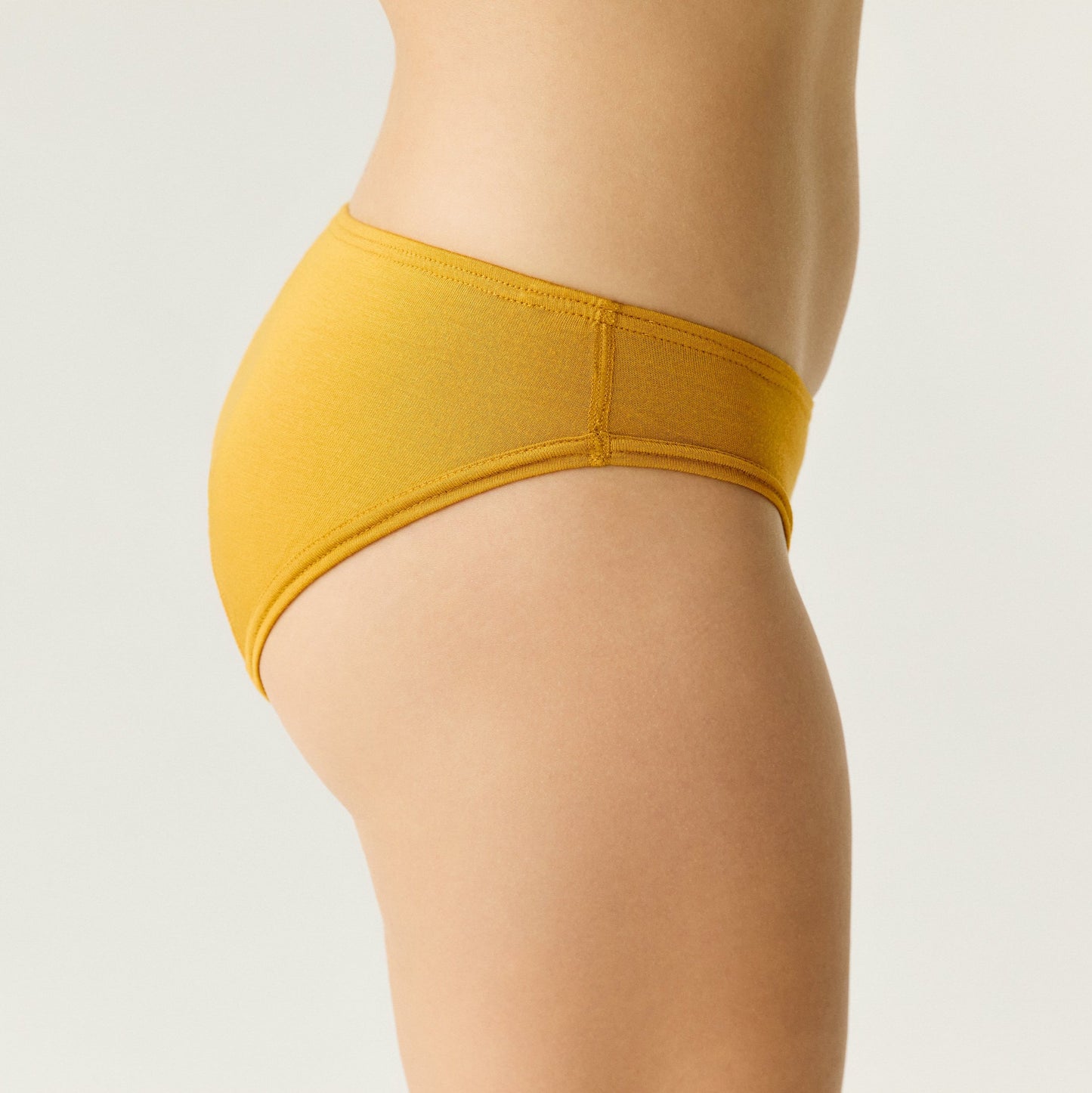 Leak-proof Period Panties of Lyocell (Tencel TM) with Merino Wool Gusset. Suitable for Incontinence. Low cut. Yellow
