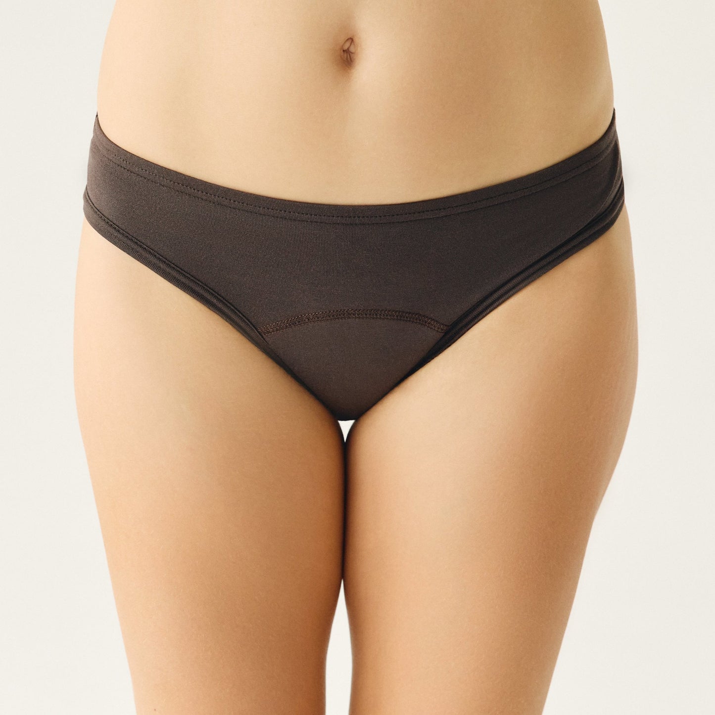 Leak-proof Period Panties of Lyocell (Tencel TM). Suitable for Incontinence. Low cut. Brown