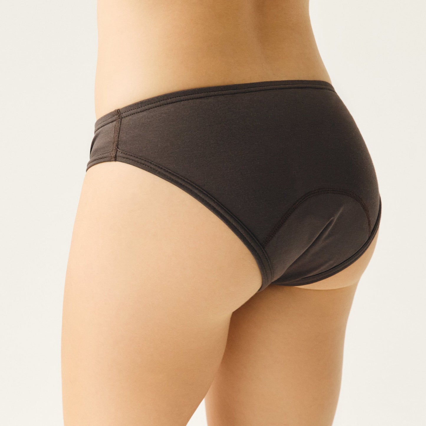 Leak-proof Period Panties of Lyocell (Tencel TM). Suitable for Incontinence. Low cut. Brown