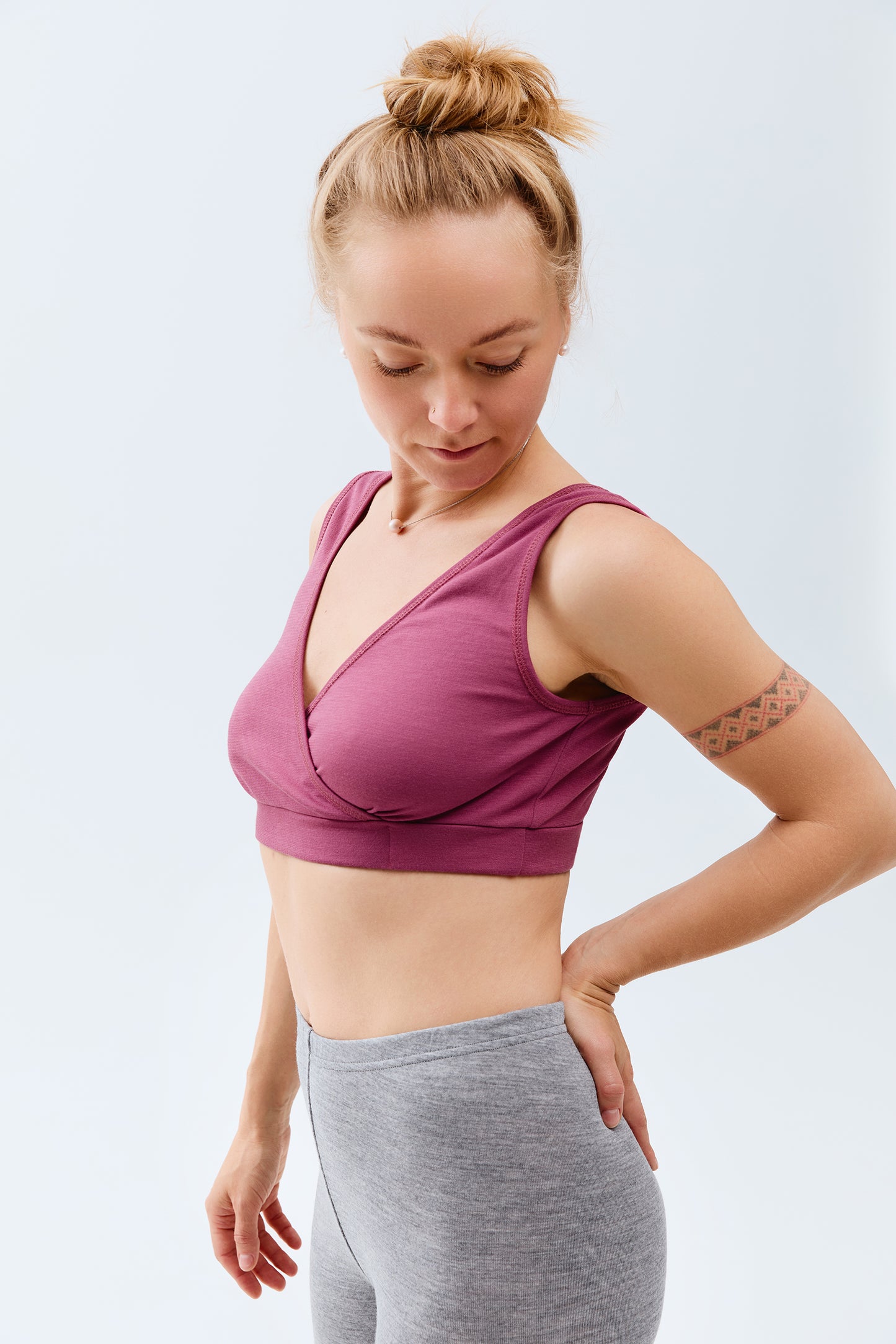 Merino wool / Bamboo Bra. Nursing bra. Pink