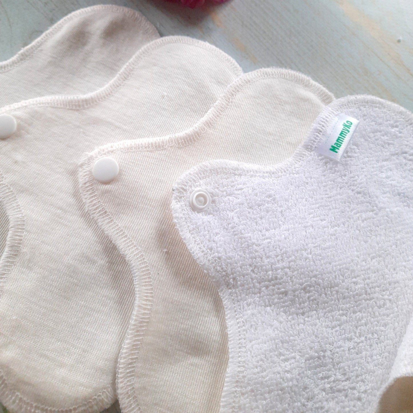 Undyed Merino Wool / Silk Panty Liners. PUL Ultrathin Daily Pantyliner. Winged Reusable Light Flow Pads.