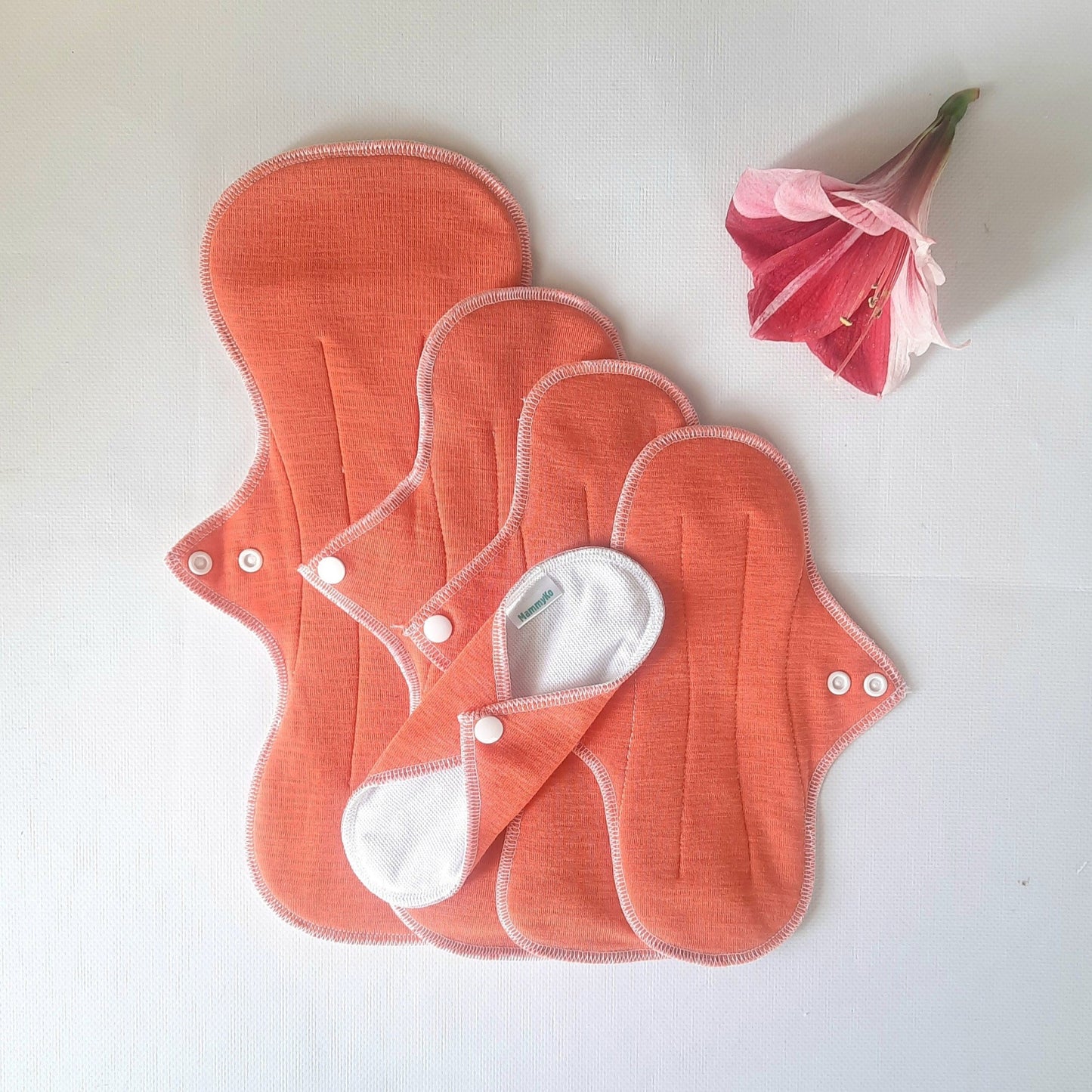 100% Merino Wool Reusable Period Pads. Cloth pads starter set of 4. Incontinence Pads. Orange