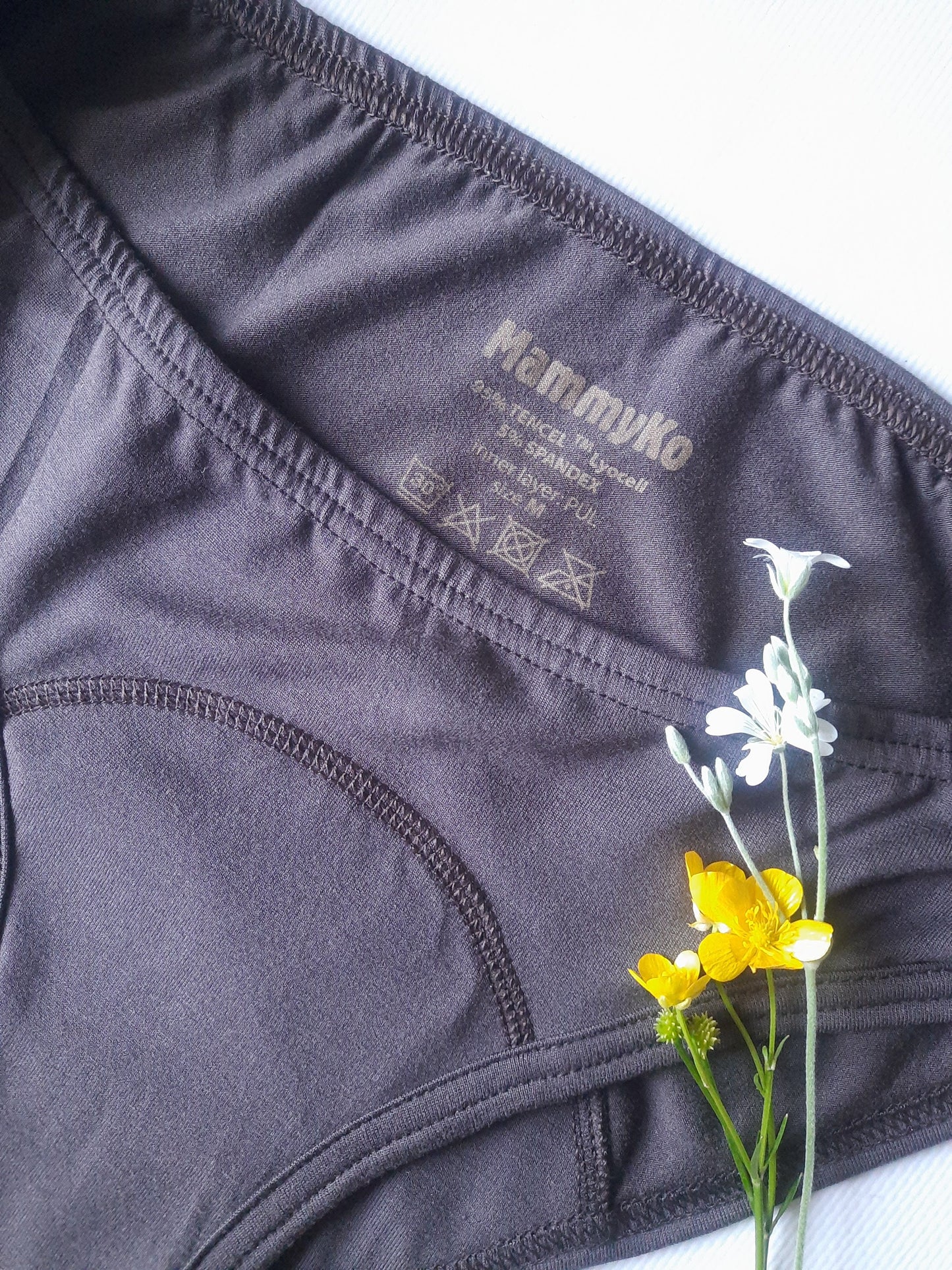 Period panties of Lyocell (Tencel TM). Menstrual undies for Women & Teens. Underwear for Incontinence. Leak-proof panty. Low cut. Brown