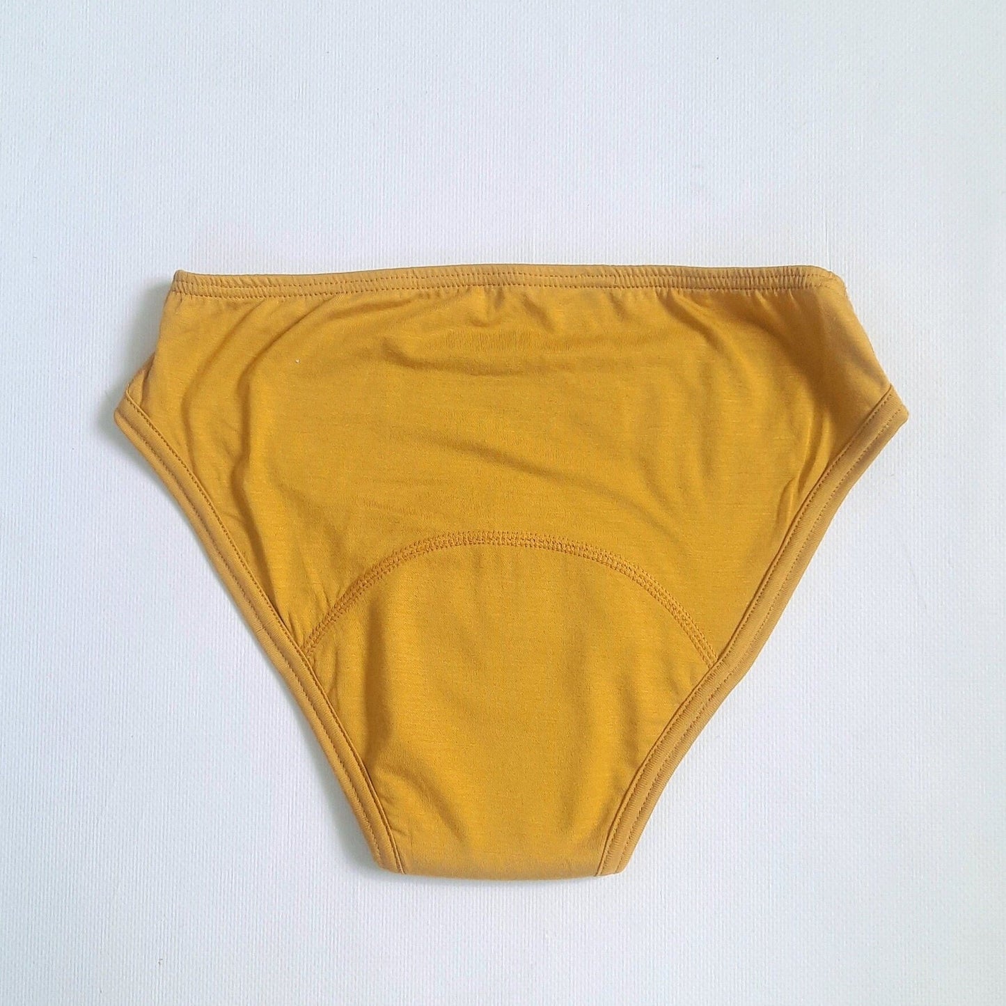 Period panties of Lyocell (Tencel TM) with merino wool gusset. Menstrual undies for Women & Teens. Underwear for Incontinence. Yellow