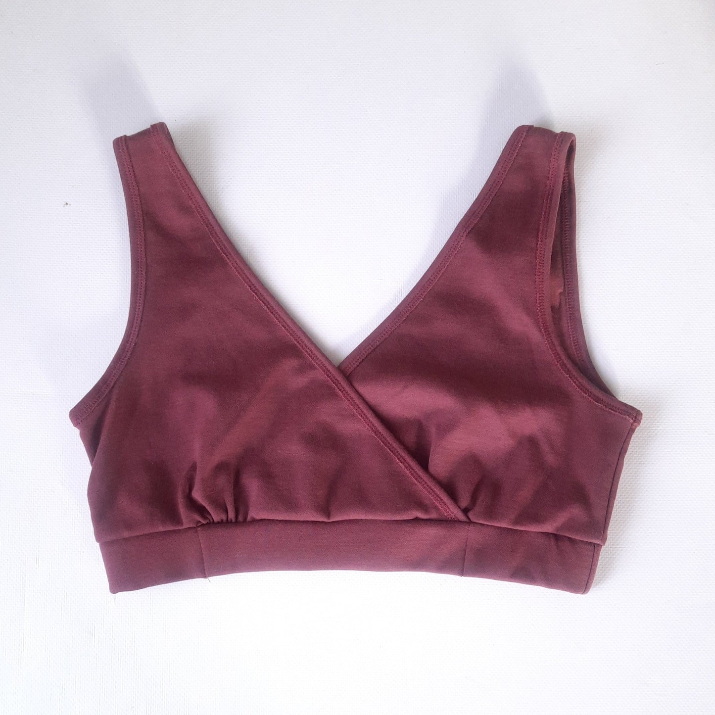 Merino wool / Cotton Bra for sensitive skin. Nursing bra. Burgundy