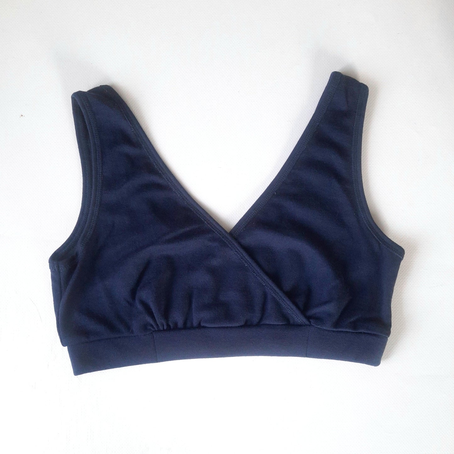 Merino wool / Cotton Bra for sensitive skin. Nursing bra. Navy Blue