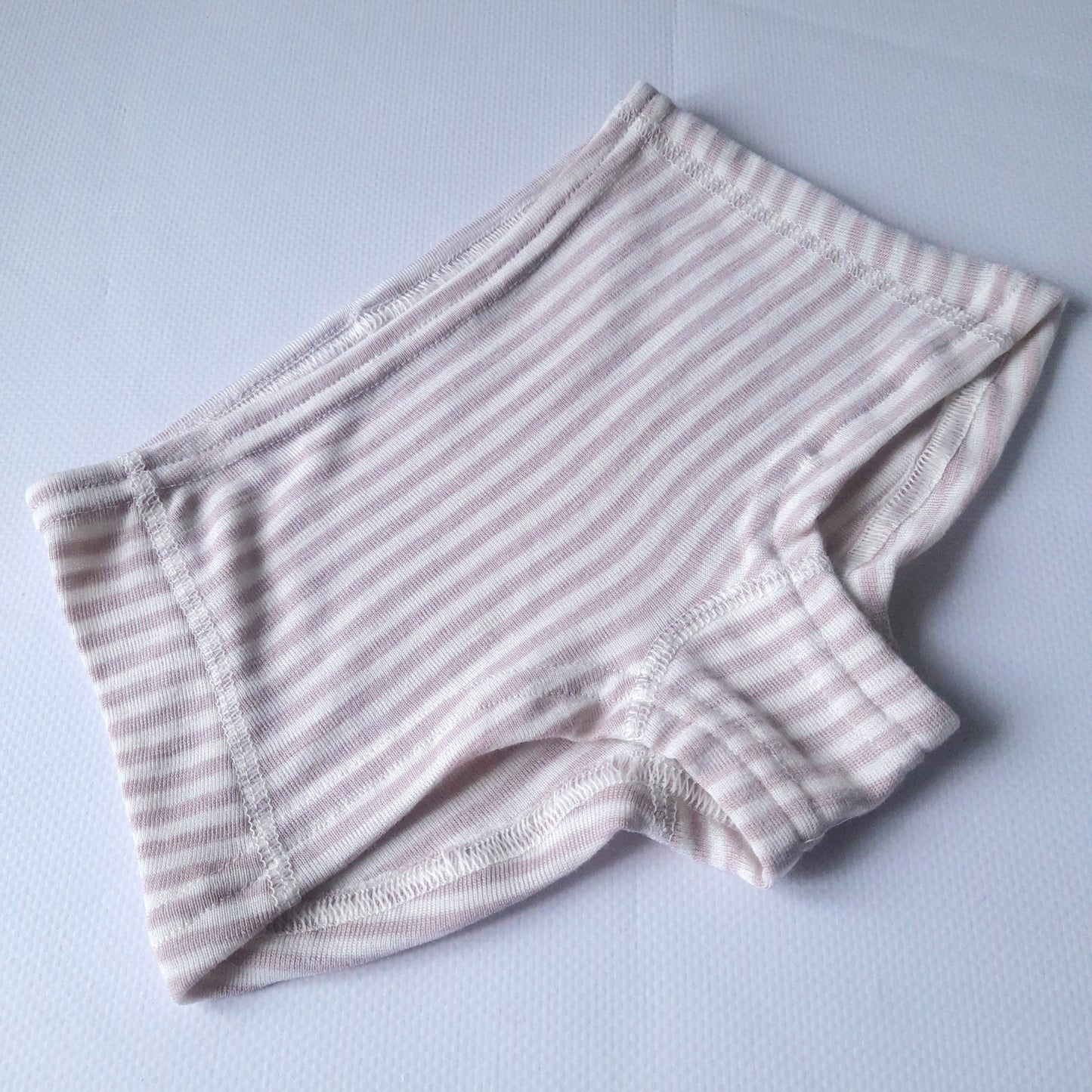 Little girls Merino Wool with Silk Lightweight Thermal Panties. Pink striped