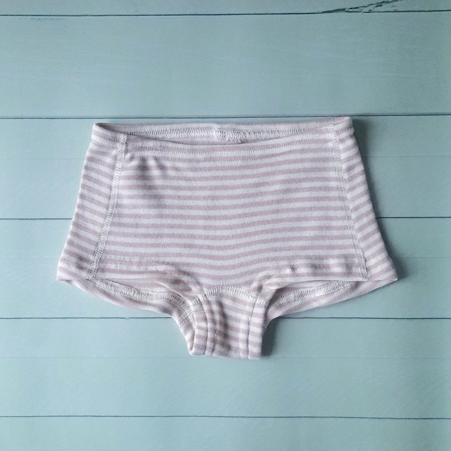 Little girls Merino Wool with Silk Lightweight Thermal Panties. Pink striped