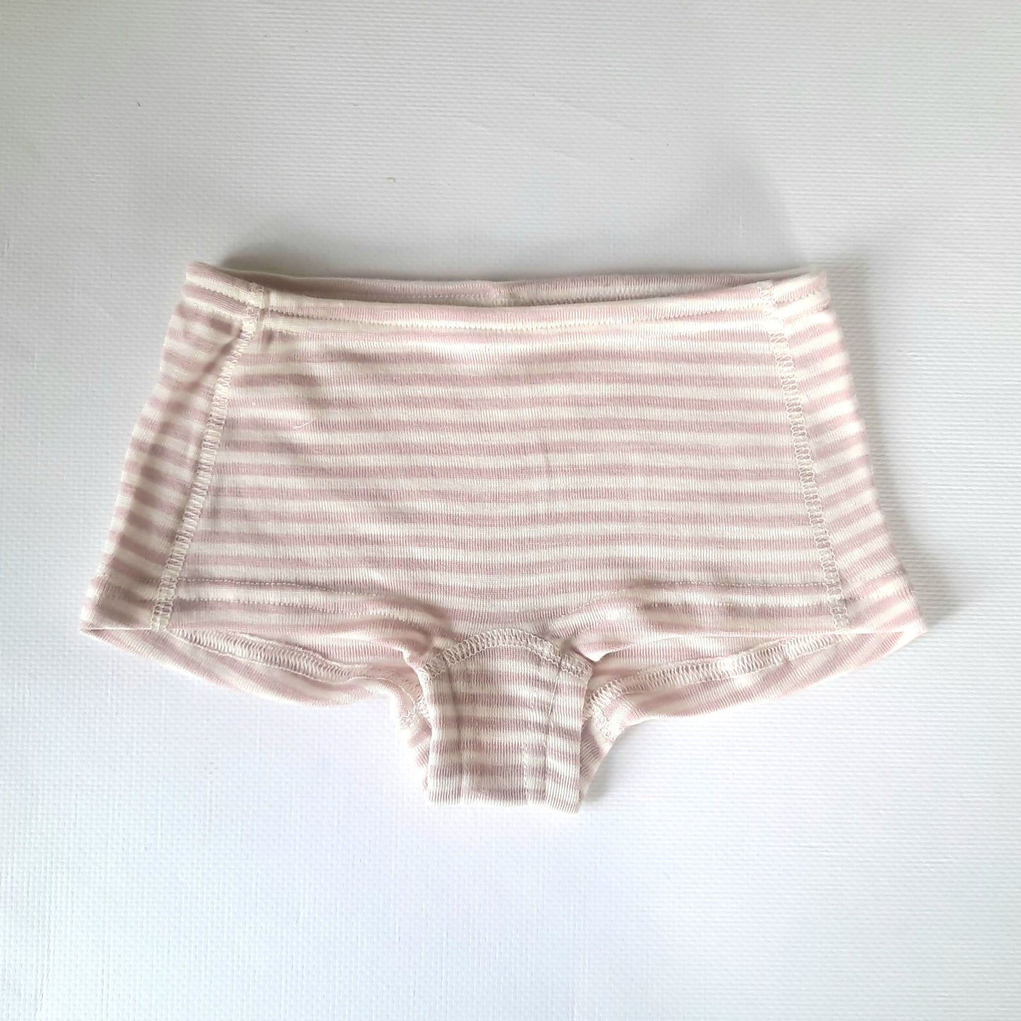 Little girls Merino Wool with Silk Lightweight Thermal Panties. Pink striped