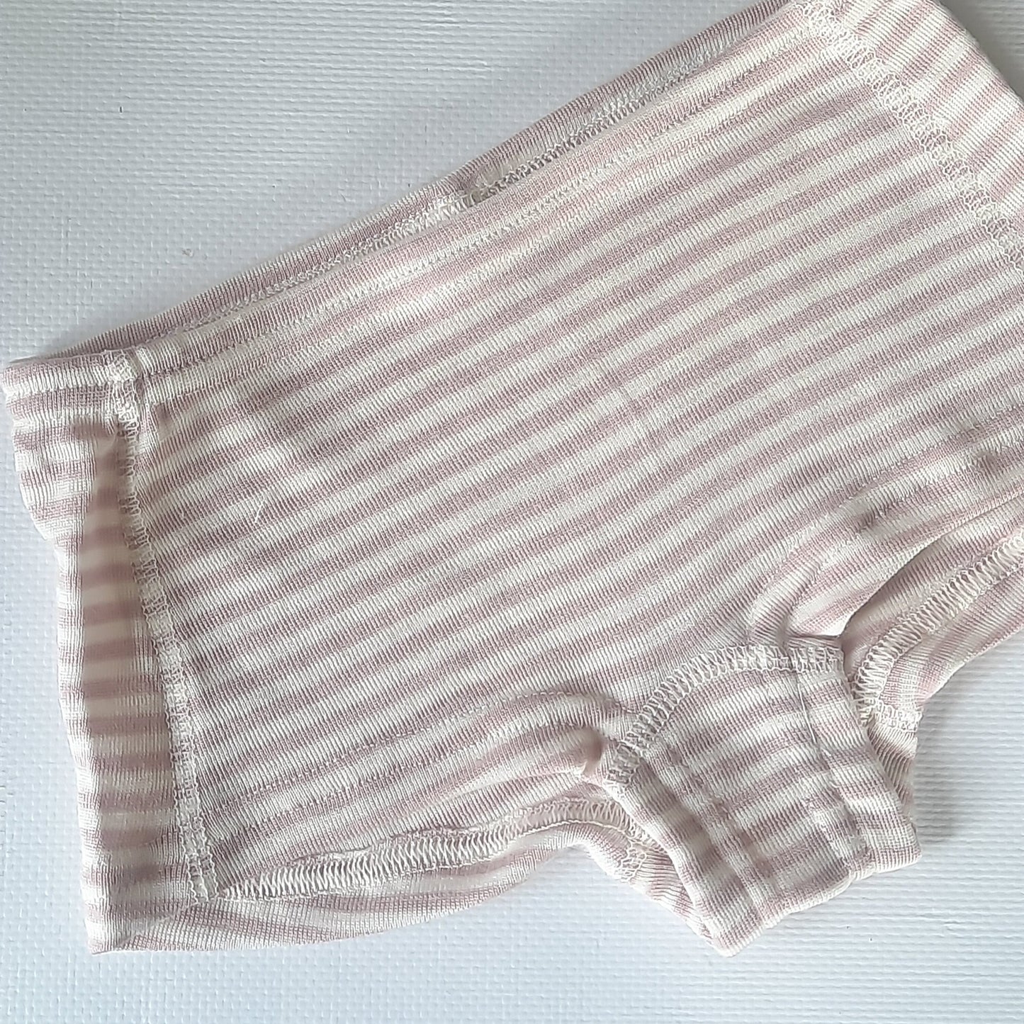 Little girls Merino Wool with Silk Lightweight Thermal Panties. Pink striped