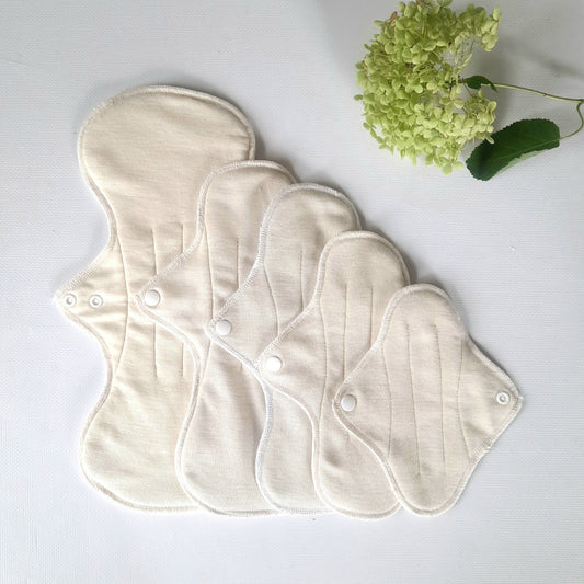 Leakproof Undyed Reusable Merino Wool / Silk Cloth Period / Incontinence Pads