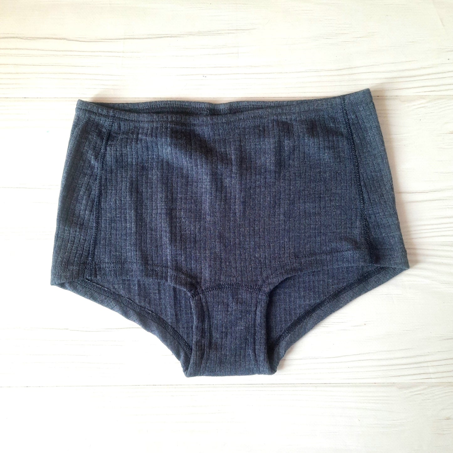 High Waist Navy Blue 100% Merino Wool Thermal Ladies Panties