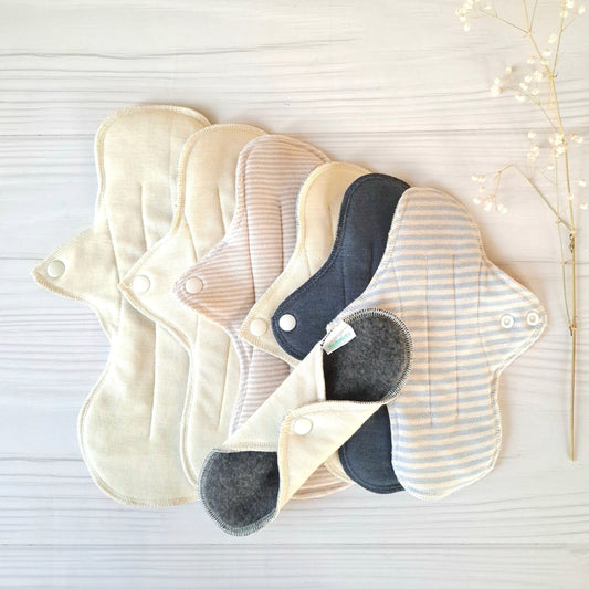 Undyed Merino Wool / Silk with Cotton Reusable Period Pads without PUL-membrane