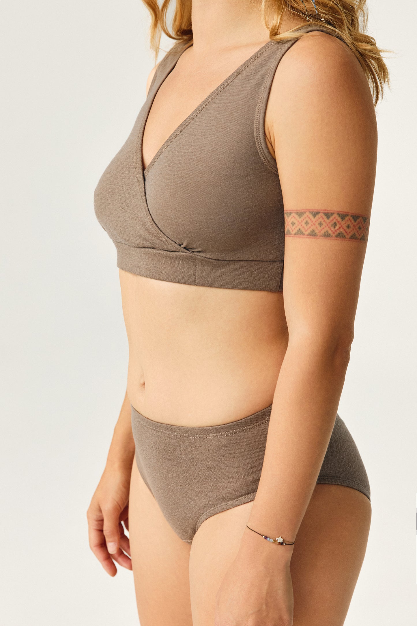 Merino wool / Cotton Bra for sensitive skin. Nursing bra. Mocha