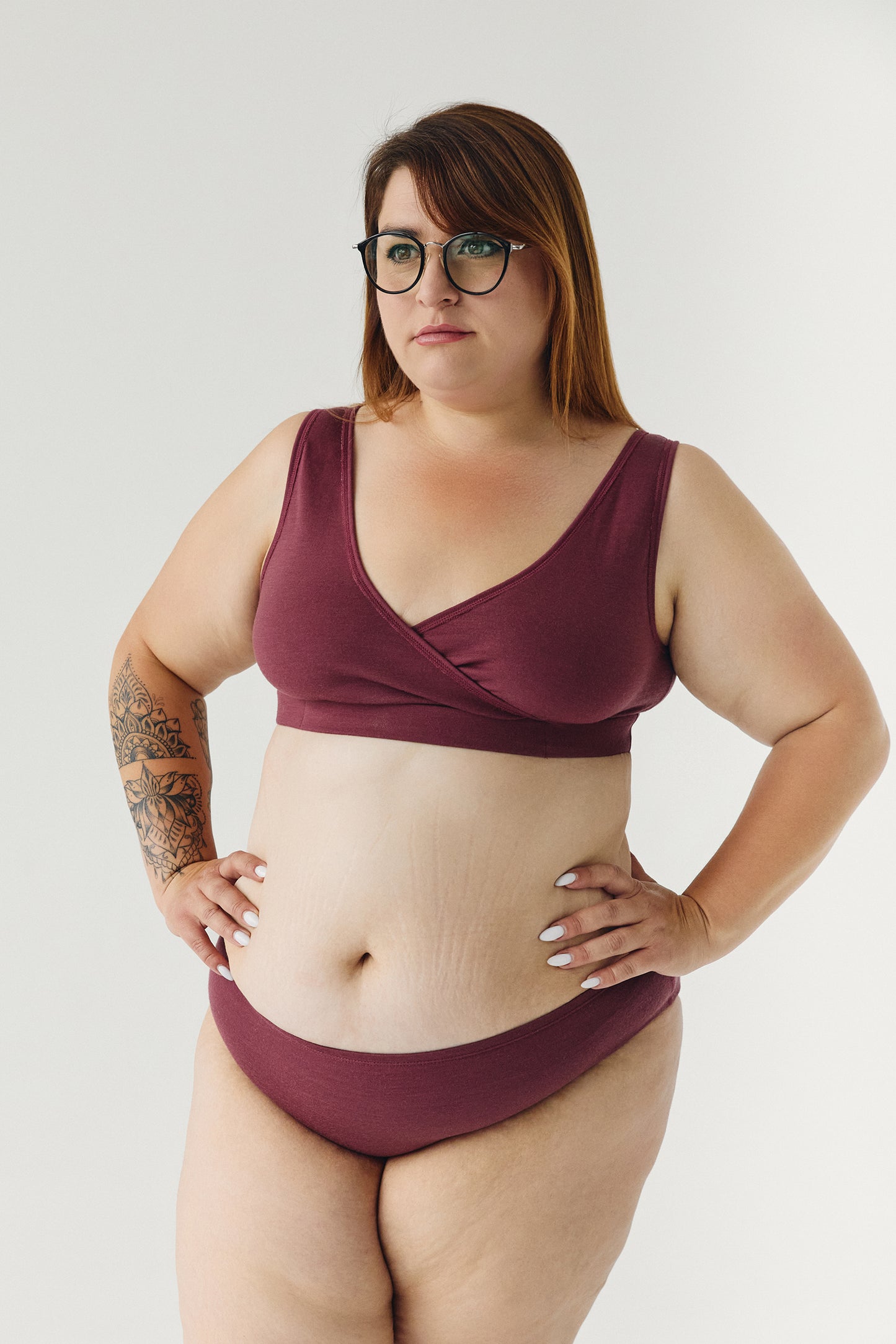 Merino wool / Cotton Bra for sensitive skin. Nursing bra. Burgundy