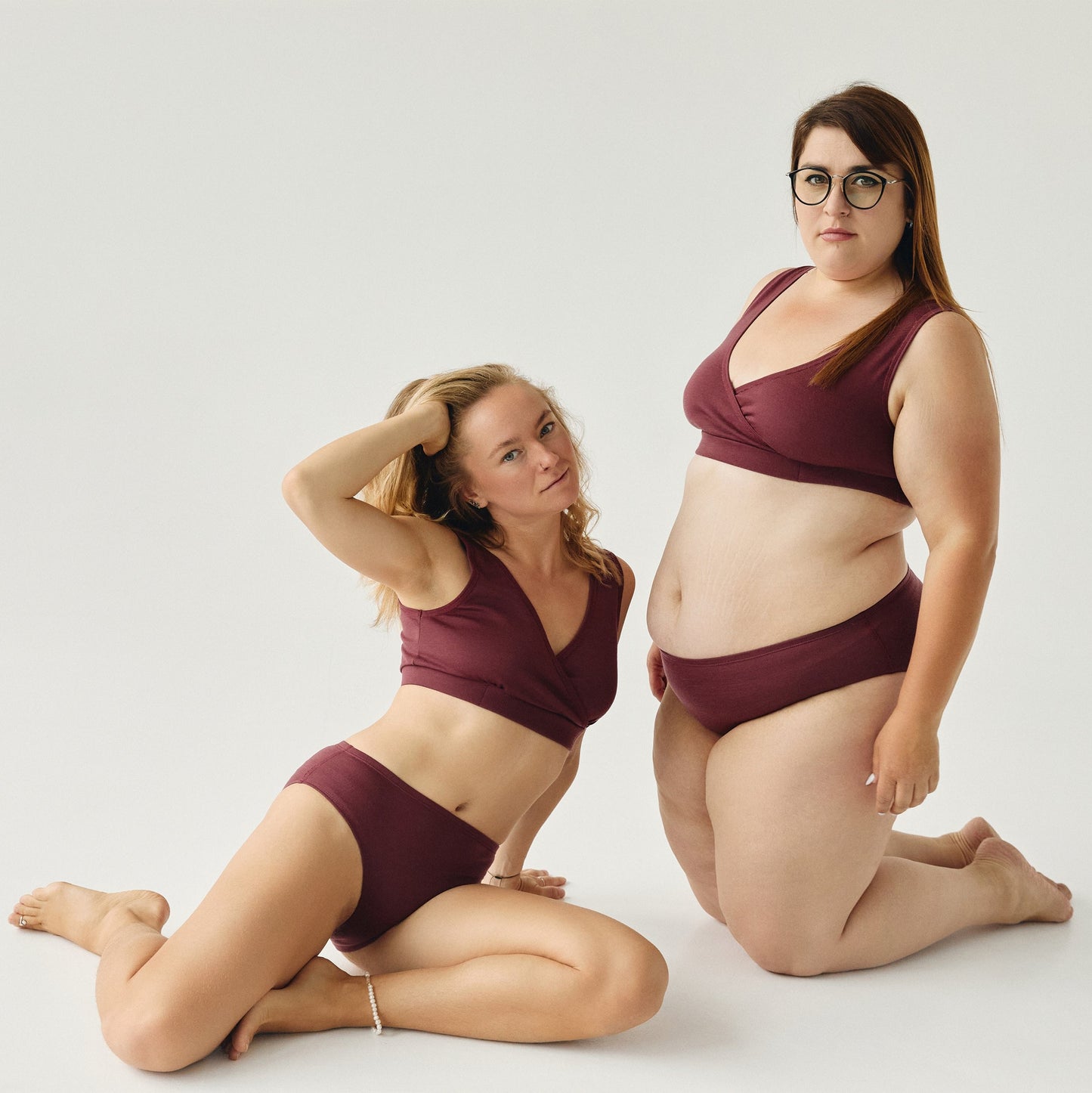 Merino wool / Cotton Bra for sensitive skin. Nursing bra. Burgundy