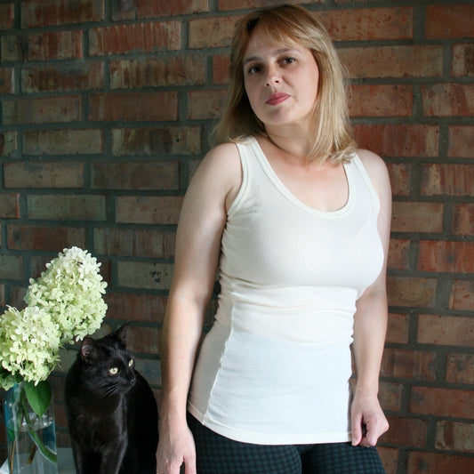 Undyed Merino Wool / Silk Thermal Ladies Tank Top.