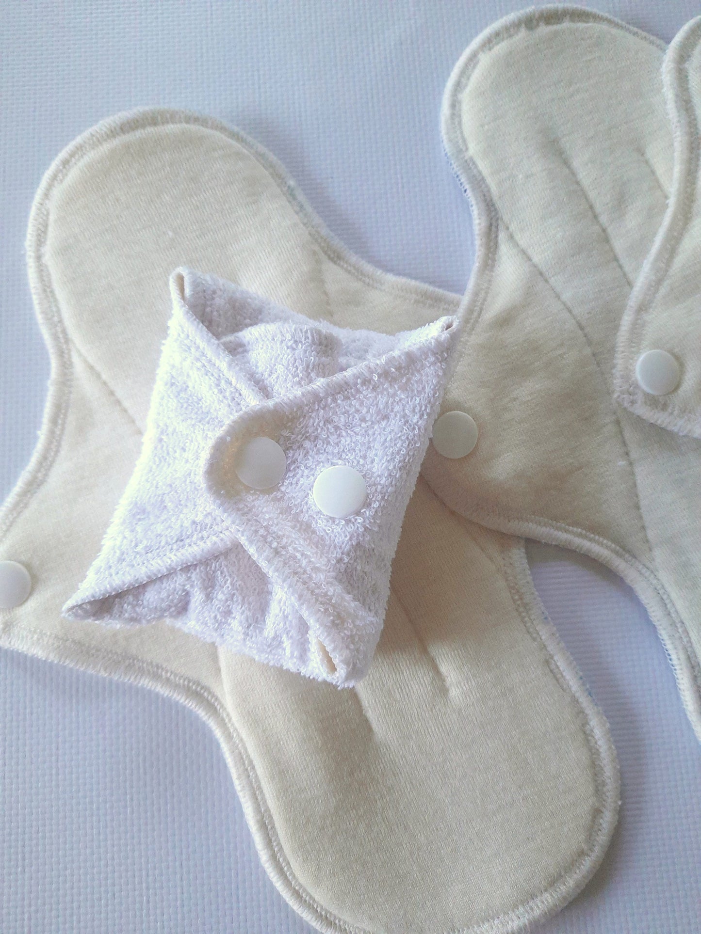 Undyed Merino Wool with Silk Reusable Period Pads. Cloth pads starter set of 4. Incontinence Pads.