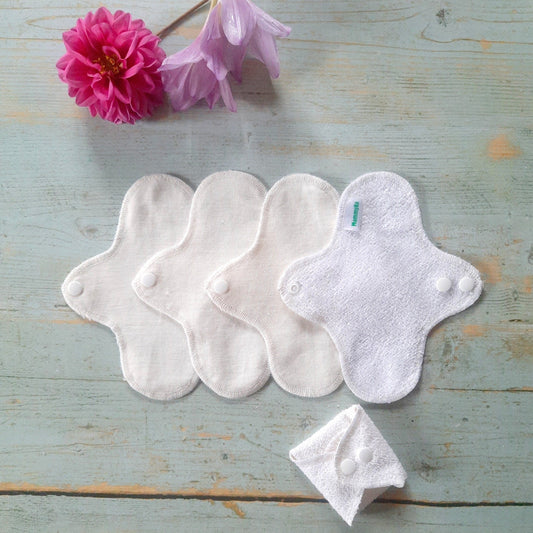 Undyed Merino Wool / Silk Panty Liners. PUL Ultrathin Daily Pantyliner. Winged Reusable Light Flow Pads.