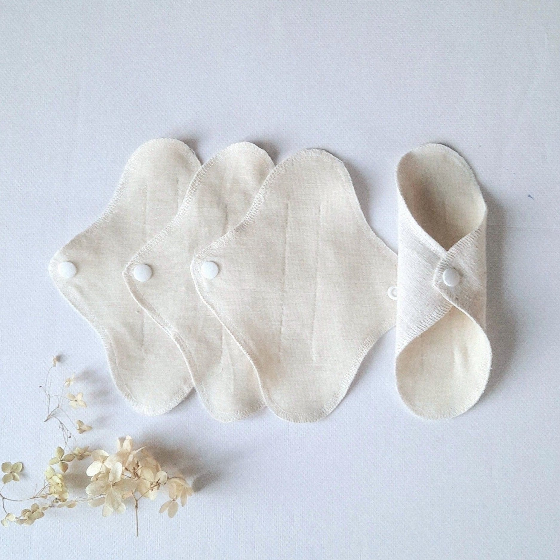 No PUL. Hemp with Merino Wool / Silk Panty Liners. Ultrathin Daily Pantyliner. Winged Reusable Light Flow Pads.