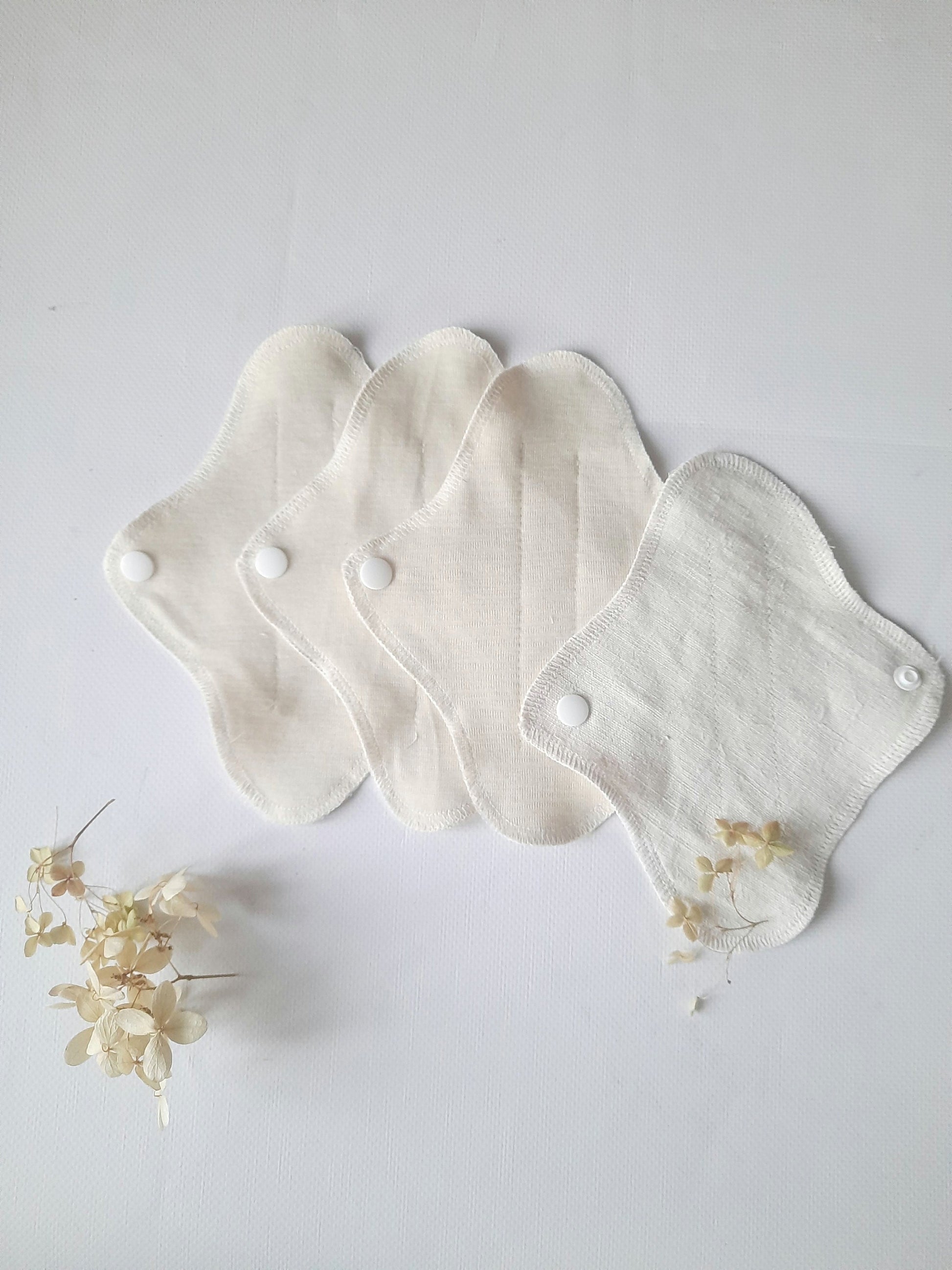 No PUL. Hemp with Merino Wool / Silk Panty Liners. Ultrathin Daily Pantyliner. Winged Reusable Light Flow Pads.