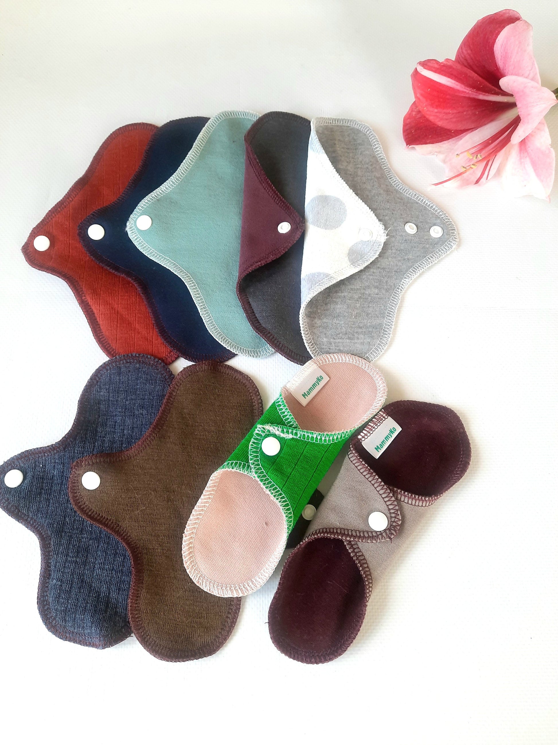 Merino Wool No PUL Panty Liners. Ultrathin Daily Pantyliner. Winged Reusable Light Flow Pads.