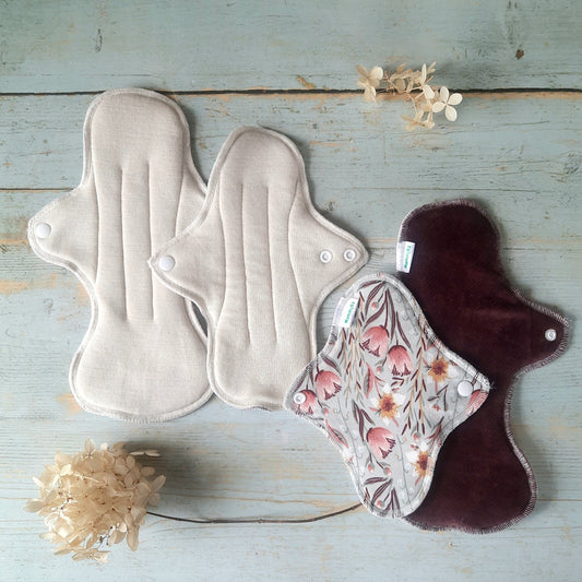 No PUL Undyed Merino Wool / Silk Reusable Period Pads. Menstruating Pad without PUL. Incontinence Pads. 1 piece.