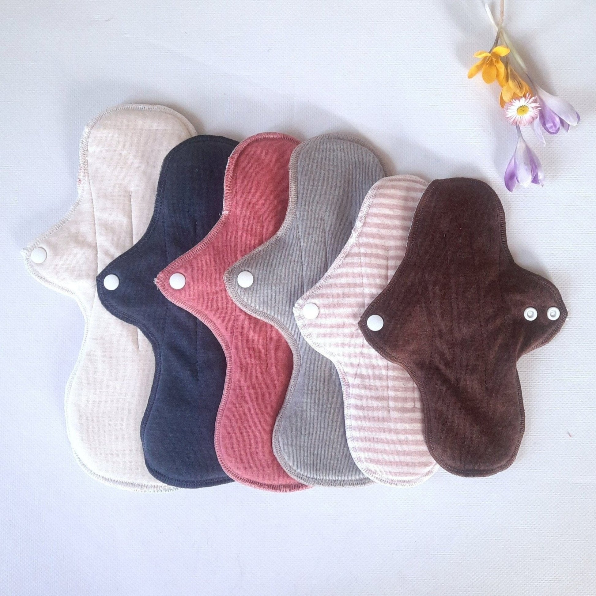 Merino Wool with Silk Reusable Period Pads. Cloth pads starter set of 4. Incontinence Pads.